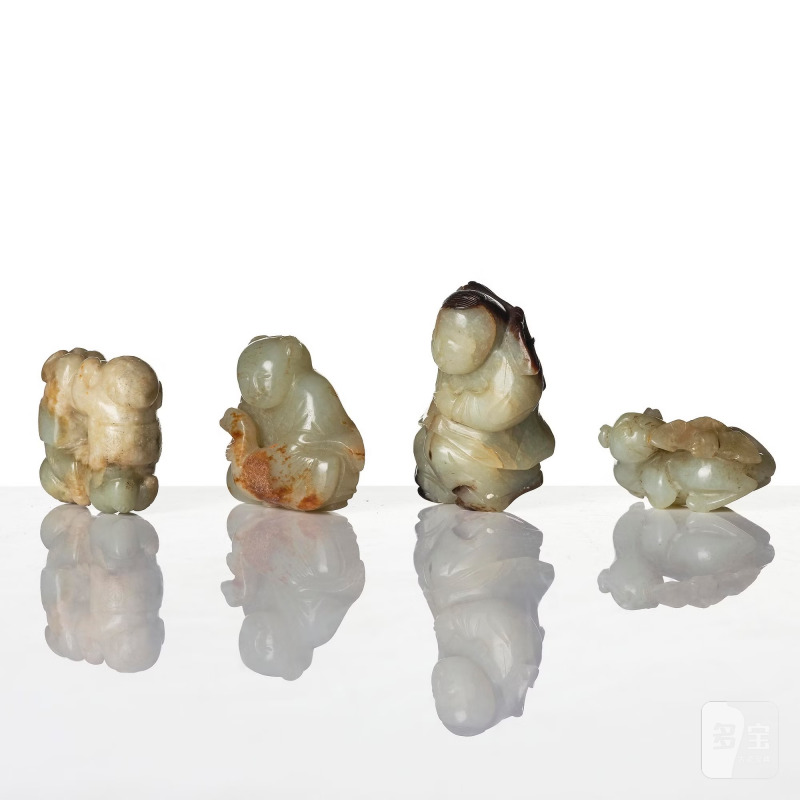 A group four well sculptured jade figurines, - 图2